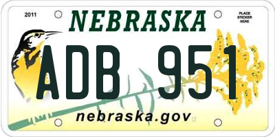 NE license plate ADB951