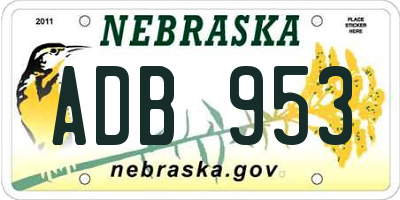 NE license plate ADB953