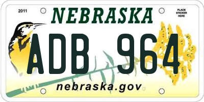NE license plate ADB964