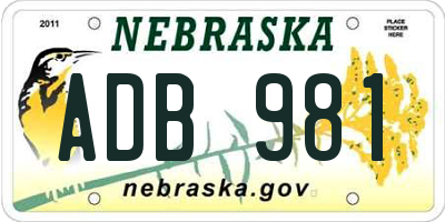 NE license plate ADB981
