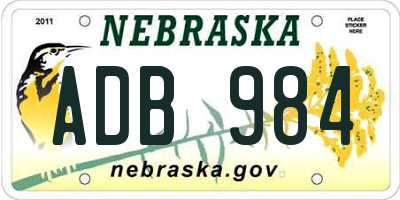 NE license plate ADB984