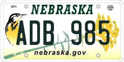 NE license plate ADB985