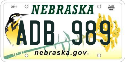 NE license plate ADB989