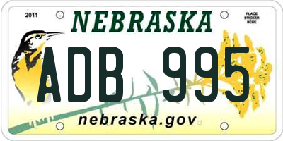 NE license plate ADB995