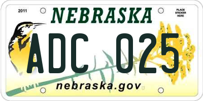 NE license plate ADC025