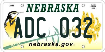 NE license plate ADC032