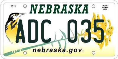 NE license plate ADC035