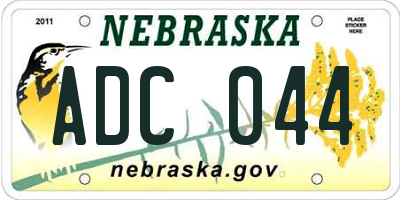 NE license plate ADC044