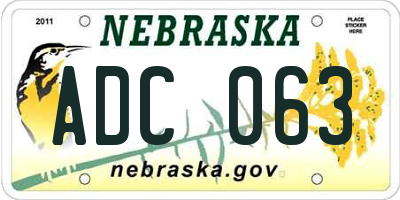 NE license plate ADC063