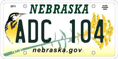 NE license plate ADC104
