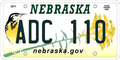 NE license plate ADC110