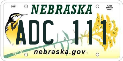 NE license plate ADC111