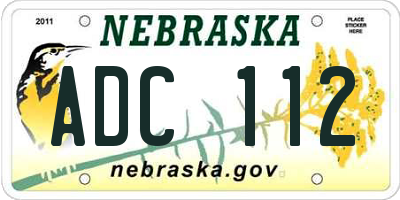 NE license plate ADC112