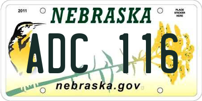 NE license plate ADC116