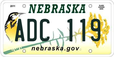 NE license plate ADC119
