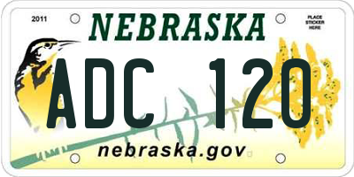 NE license plate ADC120