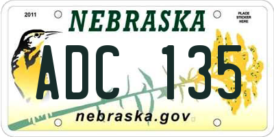 NE license plate ADC135