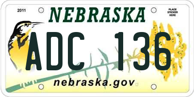 NE license plate ADC136