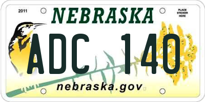 NE license plate ADC140