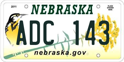 NE license plate ADC143