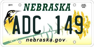 NE license plate ADC149