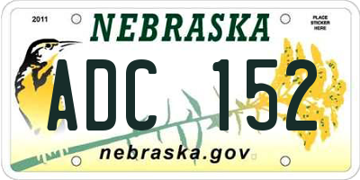 NE license plate ADC152