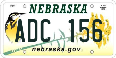 NE license plate ADC156