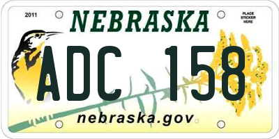 NE license plate ADC158