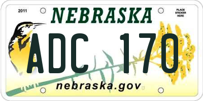 NE license plate ADC170