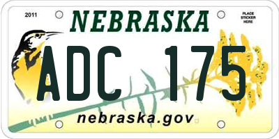 NE license plate ADC175
