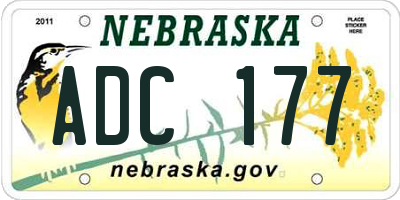 NE license plate ADC177