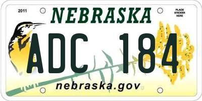 NE license plate ADC184