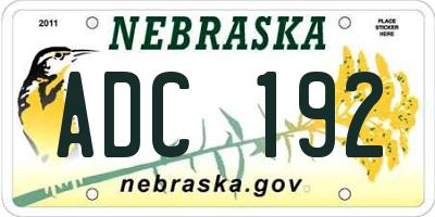 NE license plate ADC192