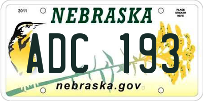 NE license plate ADC193