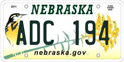 NE license plate ADC194