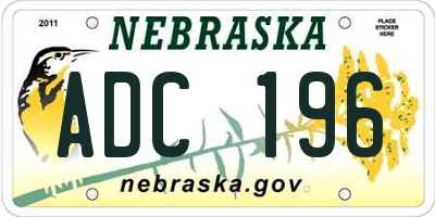 NE license plate ADC196