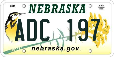 NE license plate ADC197