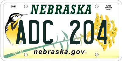 NE license plate ADC204