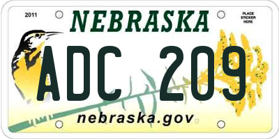 NE license plate ADC209