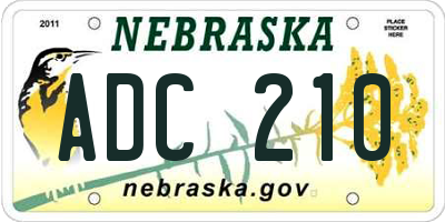 NE license plate ADC210