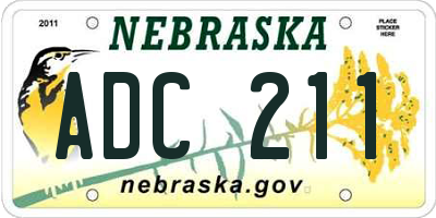 NE license plate ADC211
