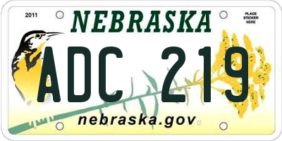 NE license plate ADC219