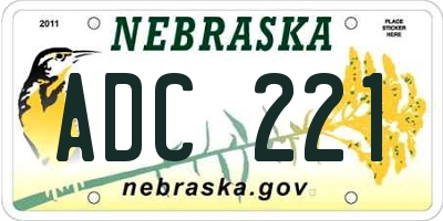 NE license plate ADC221