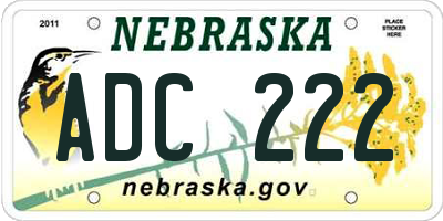 NE license plate ADC222