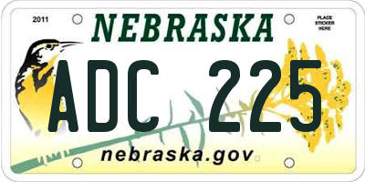 NE license plate ADC225