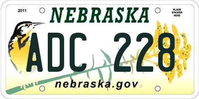 NE license plate ADC228