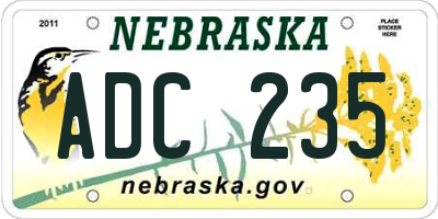 NE license plate ADC235