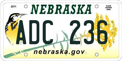 NE license plate ADC236