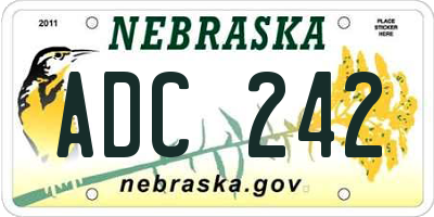 NE license plate ADC242