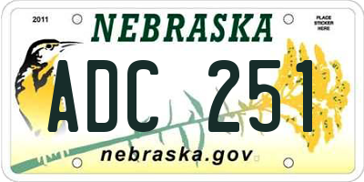 NE license plate ADC251